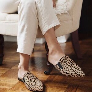 Jenni Kayne Pony Calf Hair Cheetah Print Mules